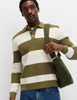 Cotton Blend Striped Rugby Shirt