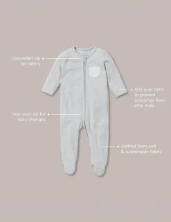 Cotton Blend Striped Sleepsuit (0-24 Mths)
