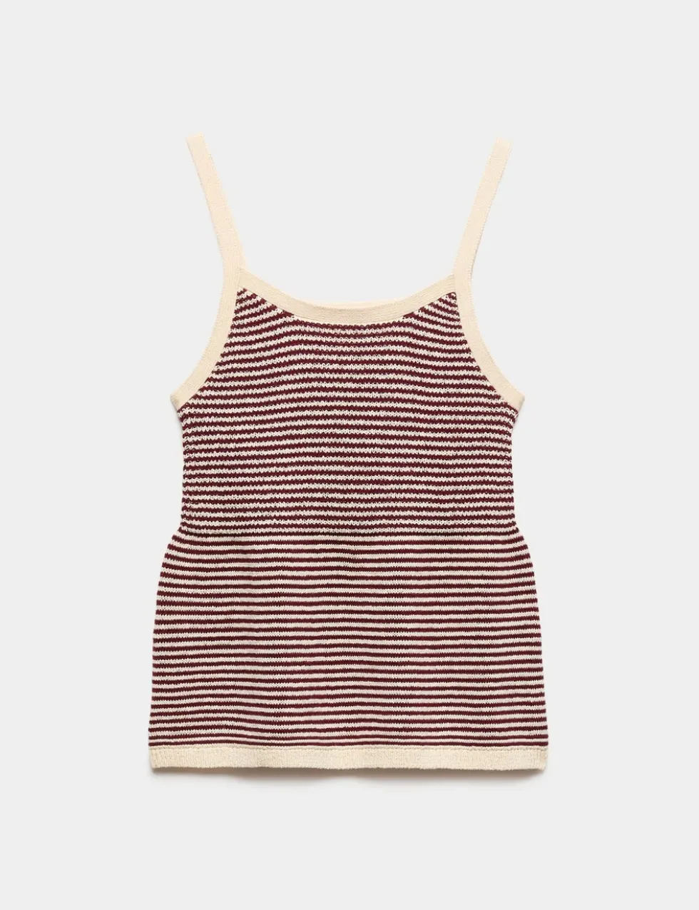 Cotton Blend Striped Square Neck Knitted Vest
