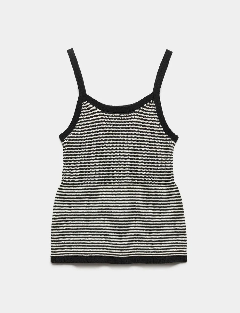 Cotton Blend Striped Square Neck Knitted Vest