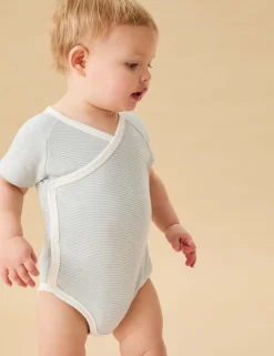 Cotton Blend Striped Wrap Bodysuit (7lbs-18 Mths)