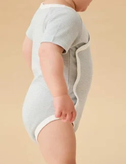 Cotton Blend Striped Wrap Bodysuit (7lbs-18 Mths)