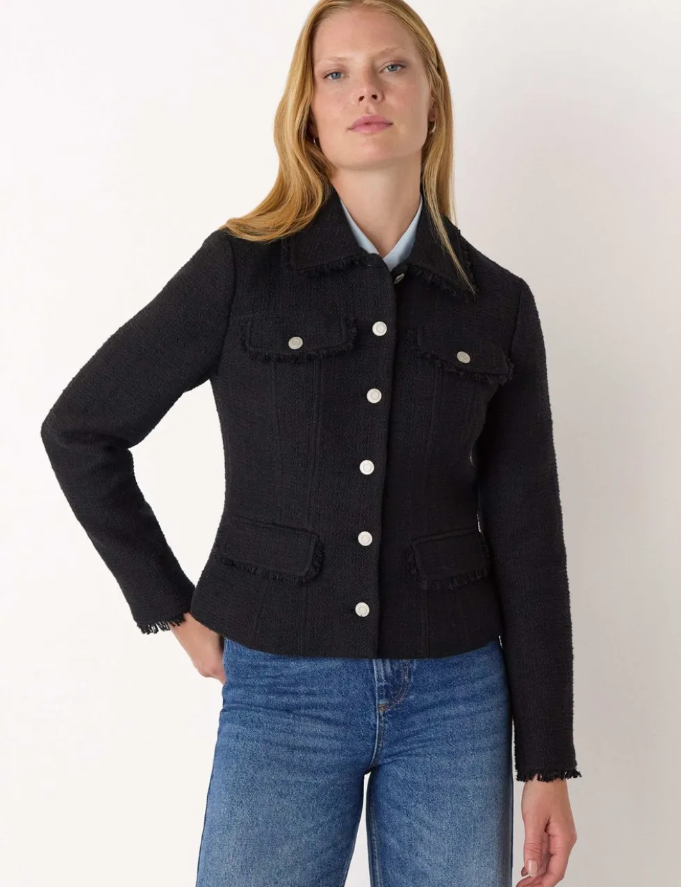Cotton Blend Textured Blazer