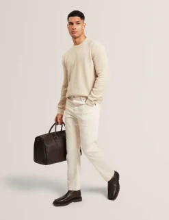 Cotton Blend Textured Crew Neck Jumper