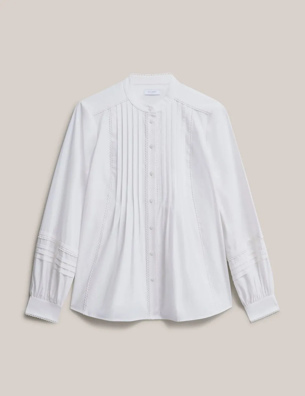 Cotton Blend Textured High Neck Blouse