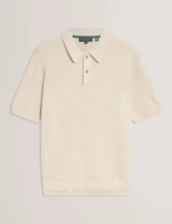 Cotton Blend Textured Knitted Polo Shirt