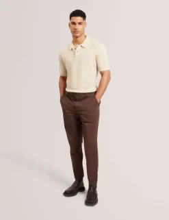 Cotton Blend Textured Knitted Polo Shirt