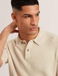 Cotton Blend Textured Knitted Polo Shirt