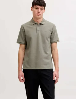 Cotton Blend Textured Polo Shirt