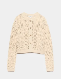 Cotton Blend Textured Slim Fit Cardigan