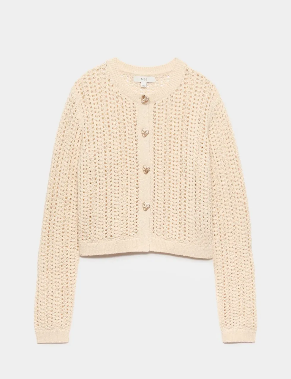 Cotton Blend Textured Slim Fit Cardigan