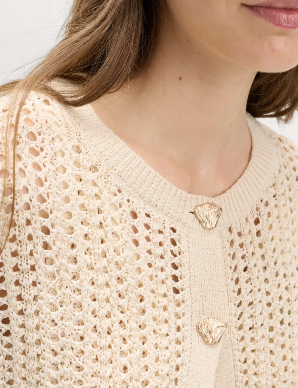 Cotton Blend Textured Slim Fit Cardigan