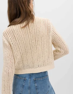 Cotton Blend Textured Slim Fit Cardigan