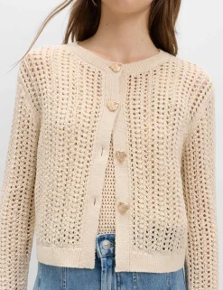 Cotton Blend Textured Slim Fit Cardigan