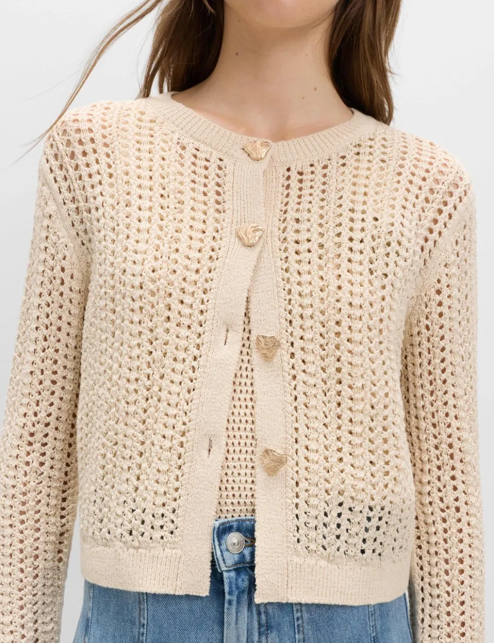 Cotton Blend Textured Slim Fit Cardigan