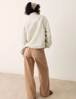 Cotton Blend Twill Cropped Utility Jacket