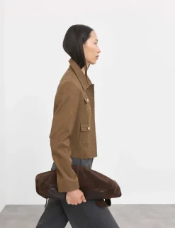Cotton Blend Twill Cropped Jacket