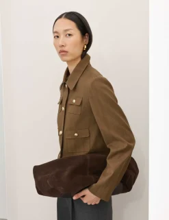 Cotton Blend Twill Cropped Jacket