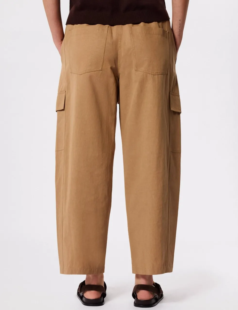 Cotton Blend Utility Barrel Leg Trouser