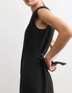 Cotton Blend V-Neck Midaxi Column Dress