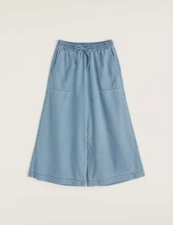Cotton Blend Wide Leg Cropped Culottes