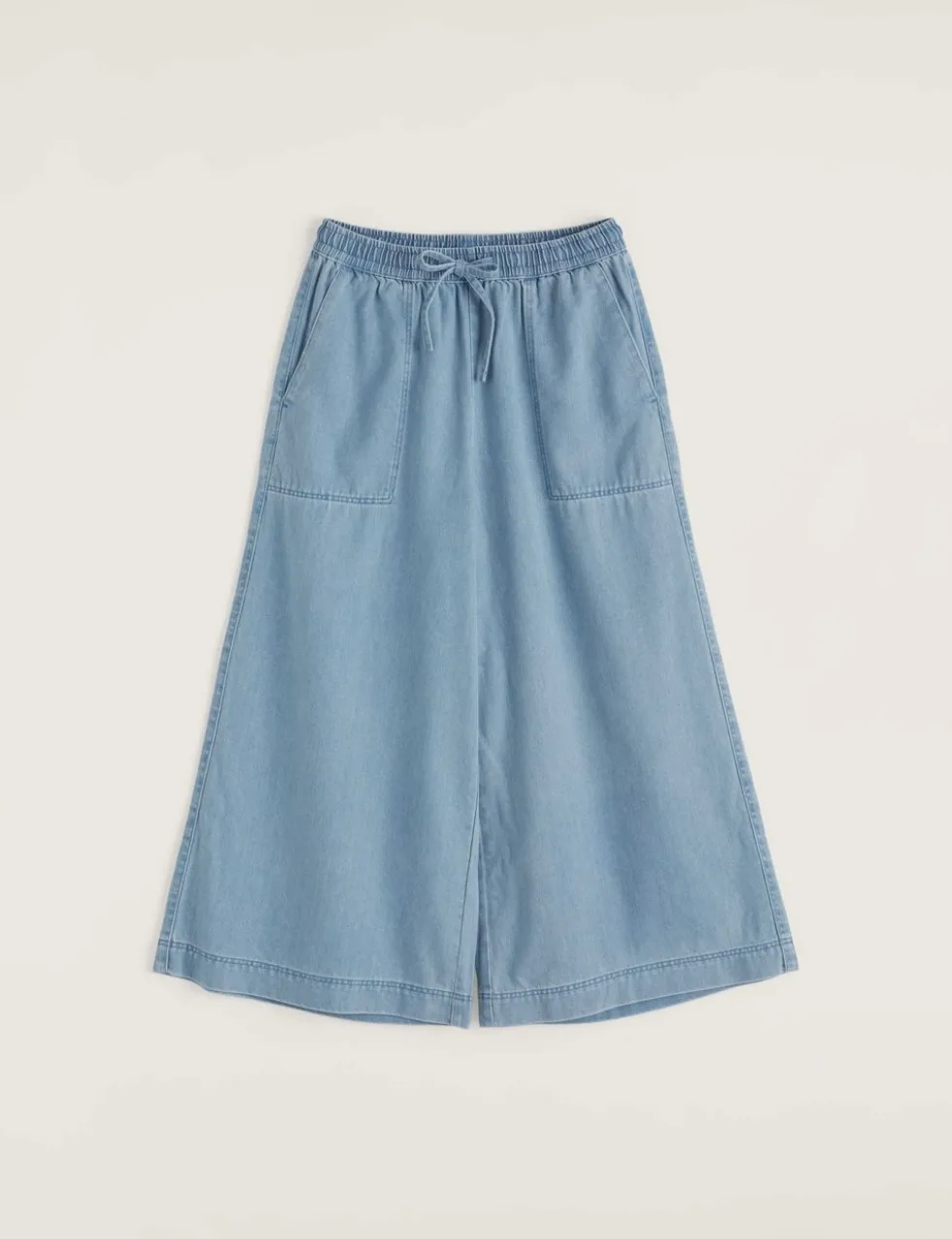 Cotton Blend Wide Leg Cropped Culottes