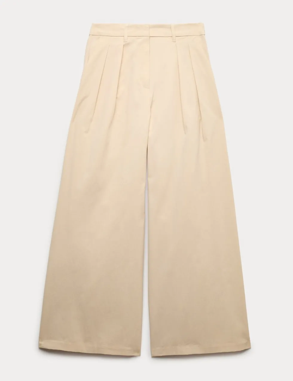 Cotton Blend Wide Leg Trousers