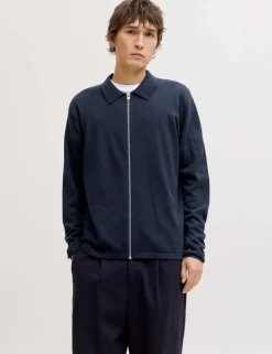 Cotton Blend Zip Up Cardigan