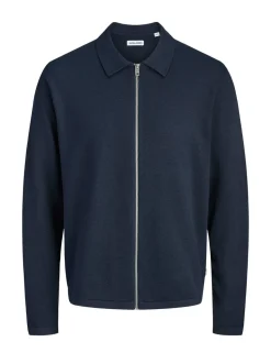 Cotton Blend Zip Up Cardigan