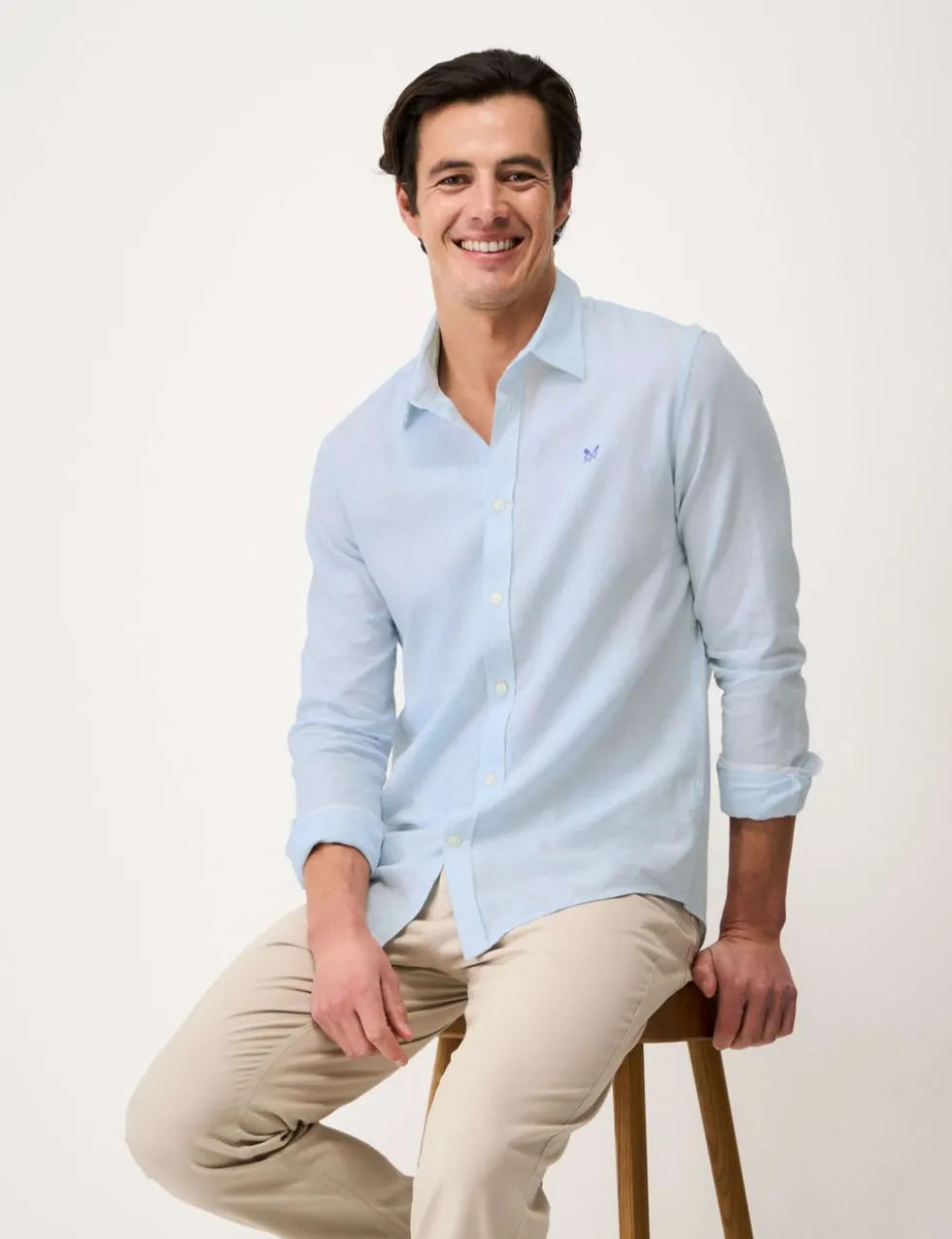 Cotton Linen Blend Micro Stripe Shirt