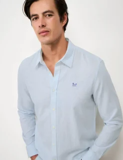 Cotton Linen Blend Micro Stripe Shirt