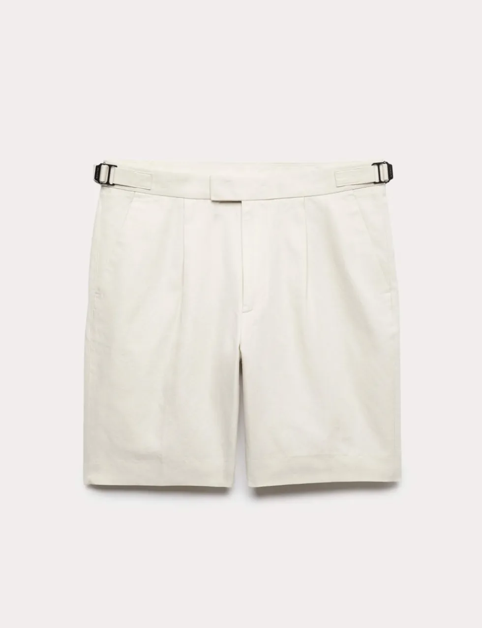 Cotton Linen Blend Pleat Front Shorts
