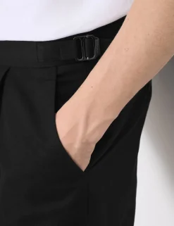 Cotton Linen Blend Pleat Front Shorts