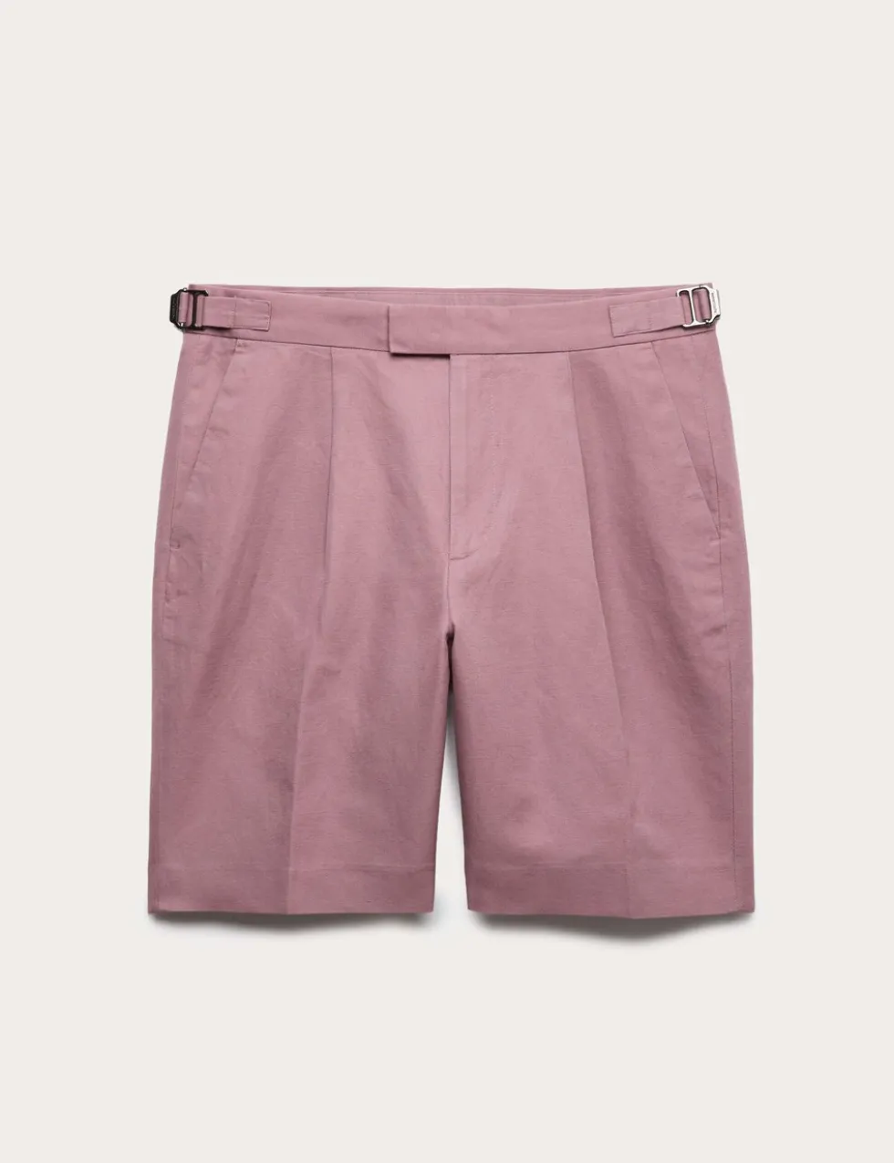 Cotton Linen Blend Pleat Front Shorts
