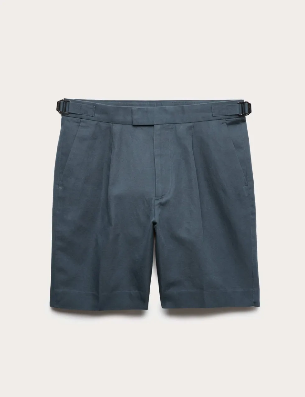 Cotton Linen Blend Pleat Front Shorts