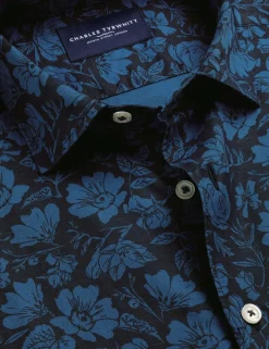 Cotton Linen Blend Printed Short Sleeve Shirt