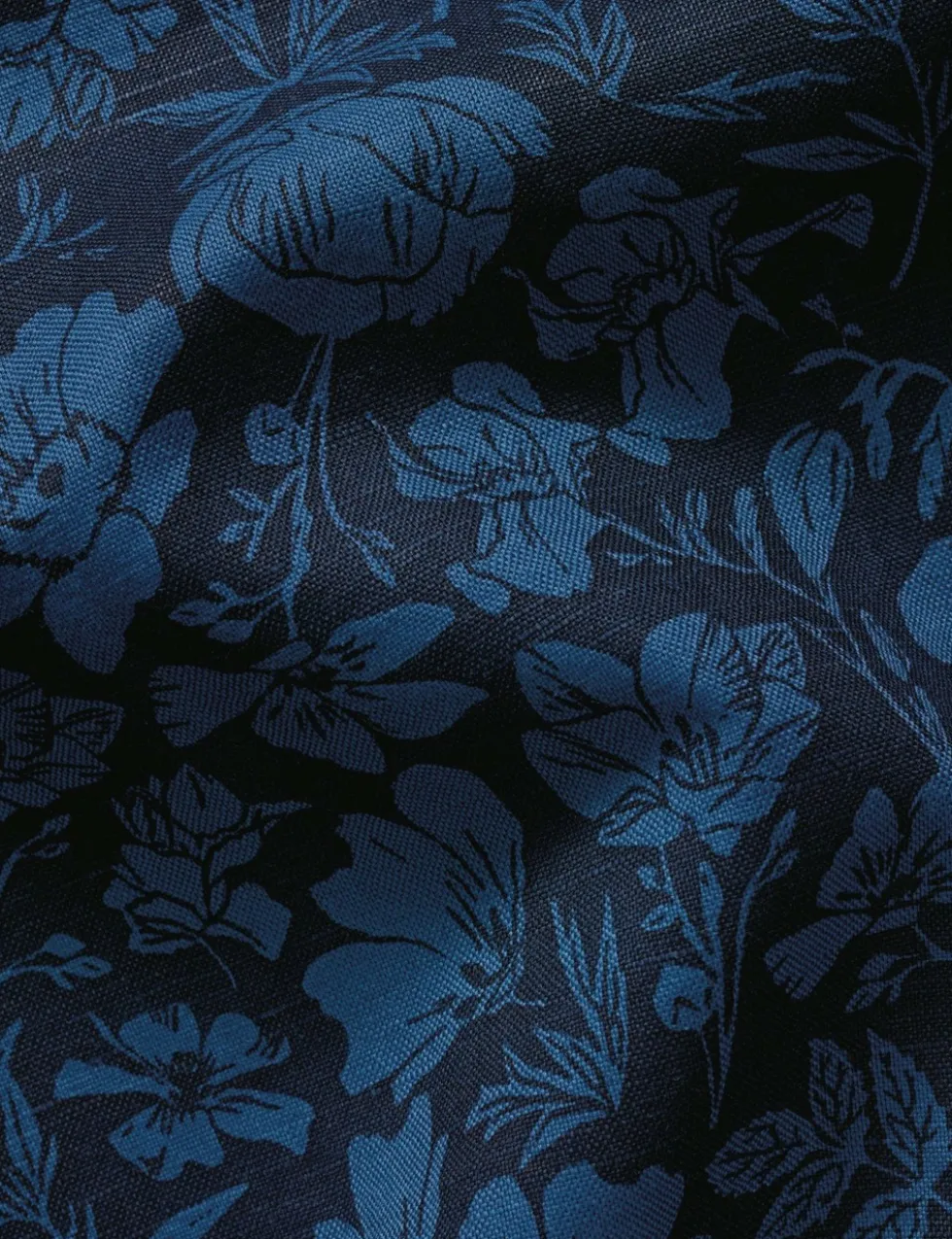 Cotton Linen Blend Printed Short Sleeve Shirt