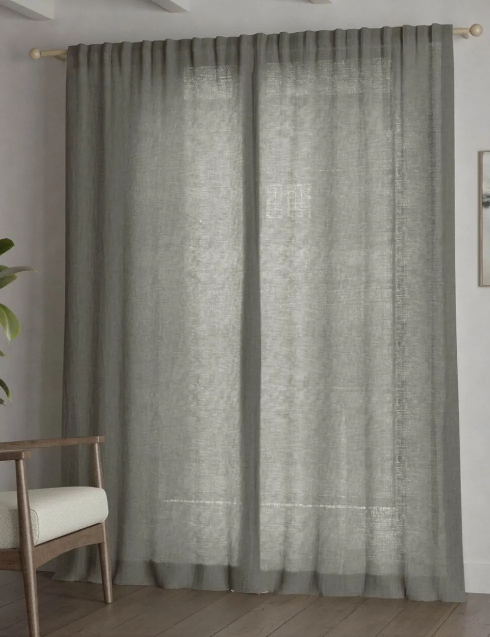 Cotton Linen Blend Sheer Multiway Curtains