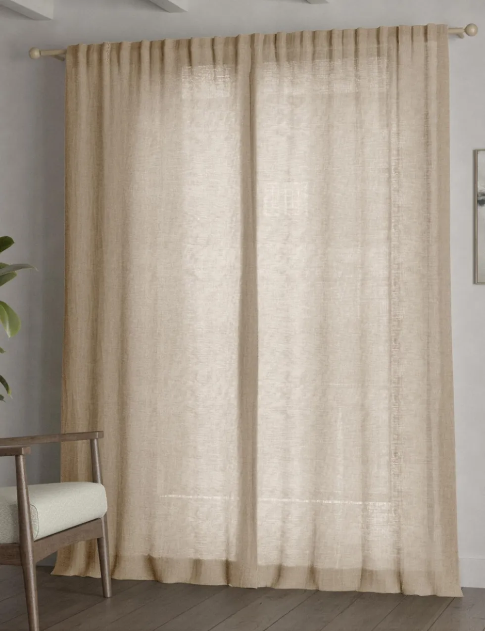 Cotton Linen Blend Sheer Multiway Curtains