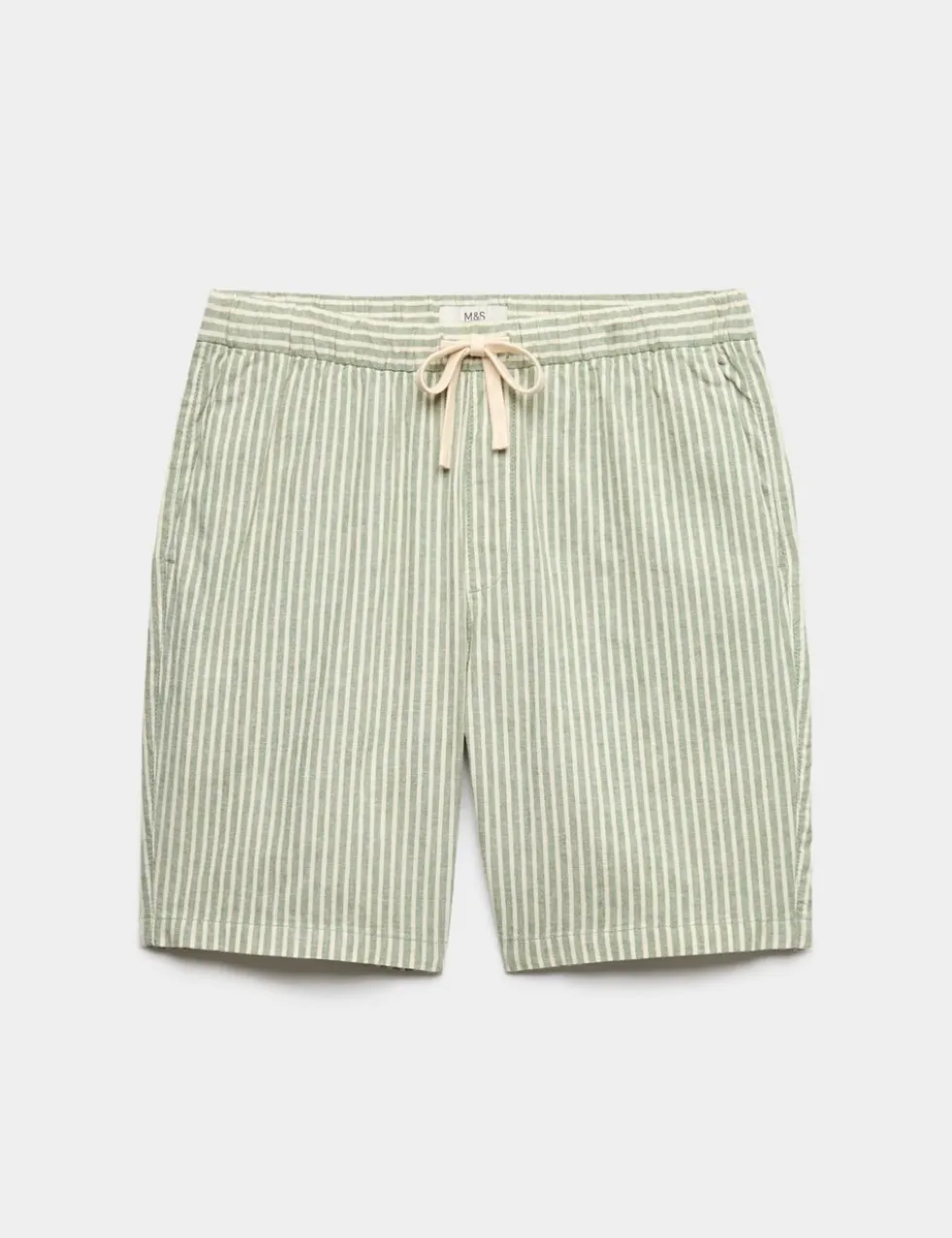 Cotton Linen Blend Stretch Shorts