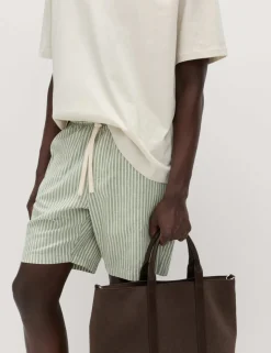 Cotton Linen Blend Stretch Shorts