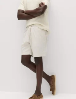 Cotton Linen Blend Stretch Shorts
