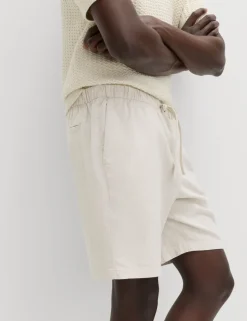 Cotton Linen Blend Stretch Shorts