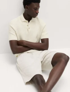 Cotton Linen Blend Stretch Shorts