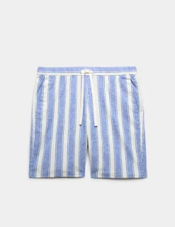 Cotton Linen Blend Stretch Shorts