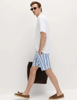 Cotton Linen Blend Stretch Shorts