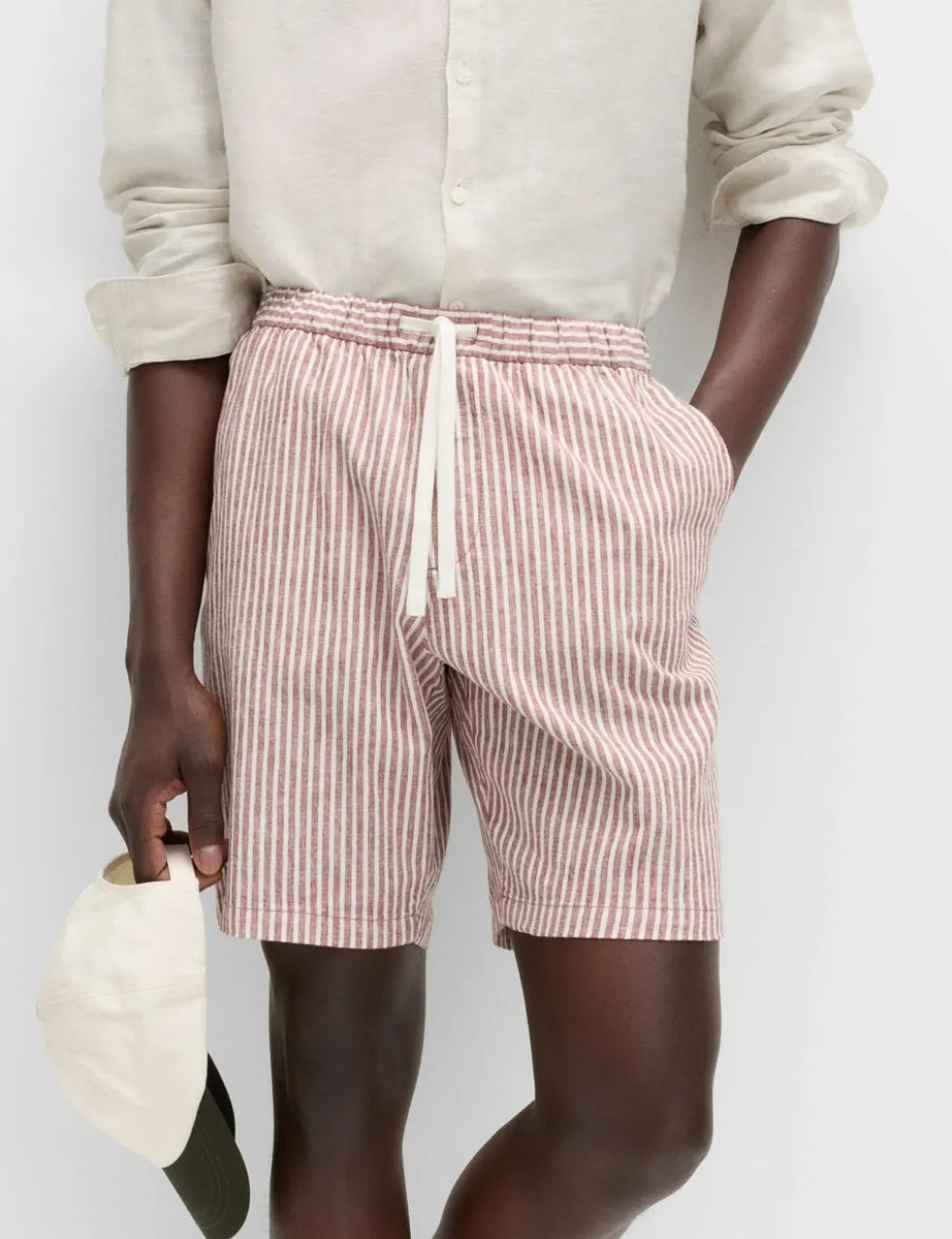 Cotton Linen Blend Stretch Shorts