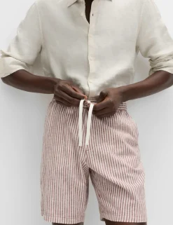 Cotton Linen Blend Stretch Shorts