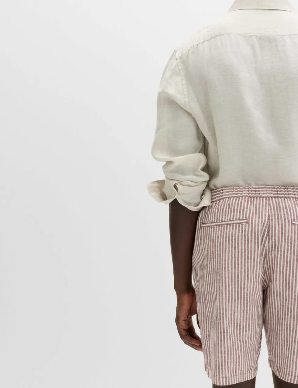 Cotton Linen Blend Stretch Shorts