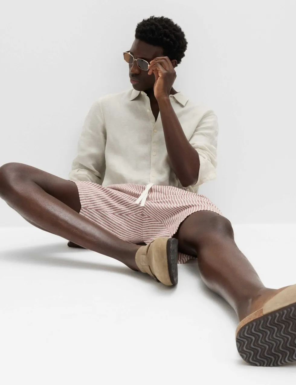 Cotton Linen Blend Stretch Shorts